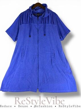 SWIMSUITS FOR ALL Women’s Size 22/24 Swim Cover Terry Full Zipper Close Hoodie